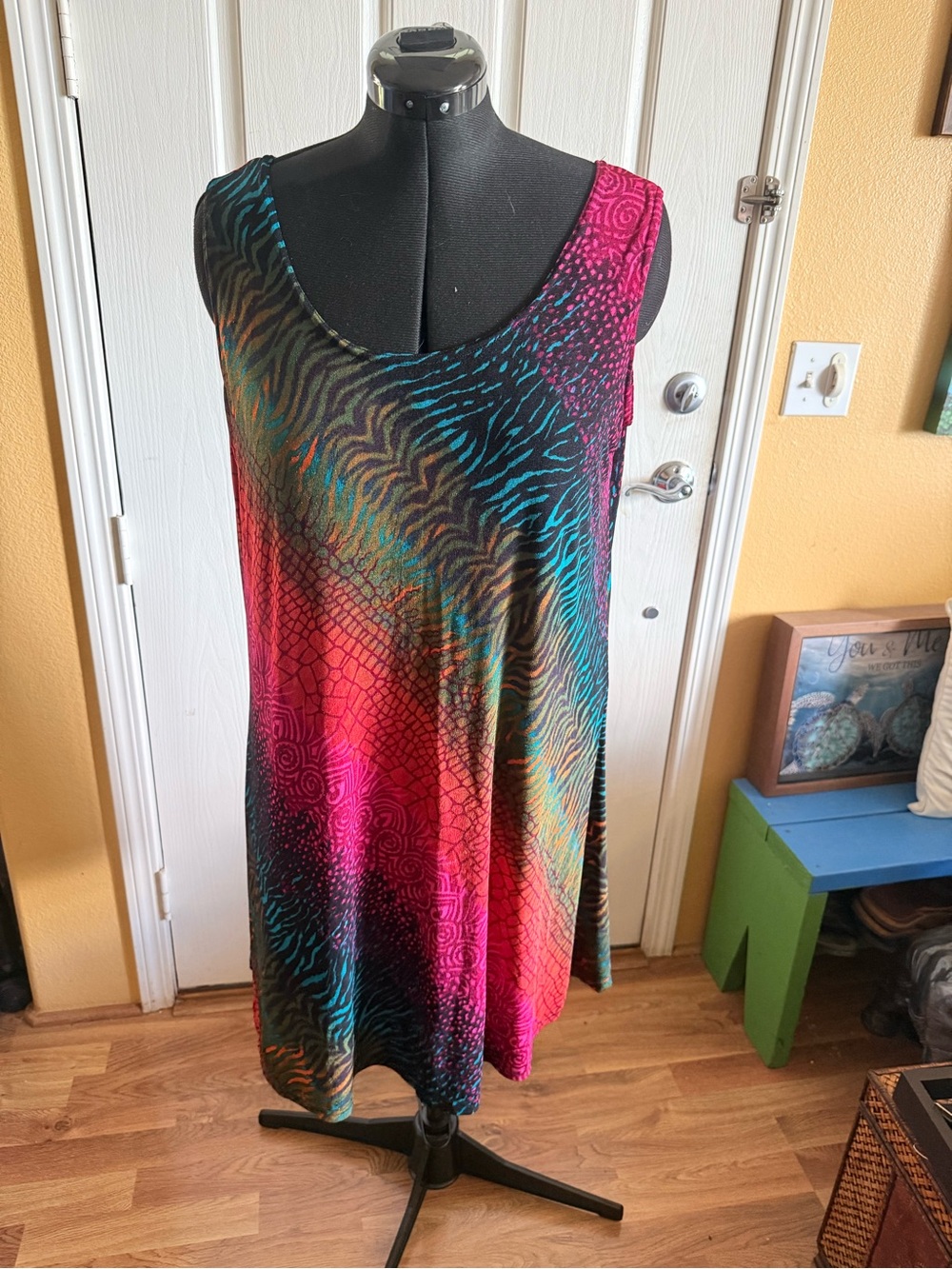 Multicolor Scoop Swim Cover-Up Tunic